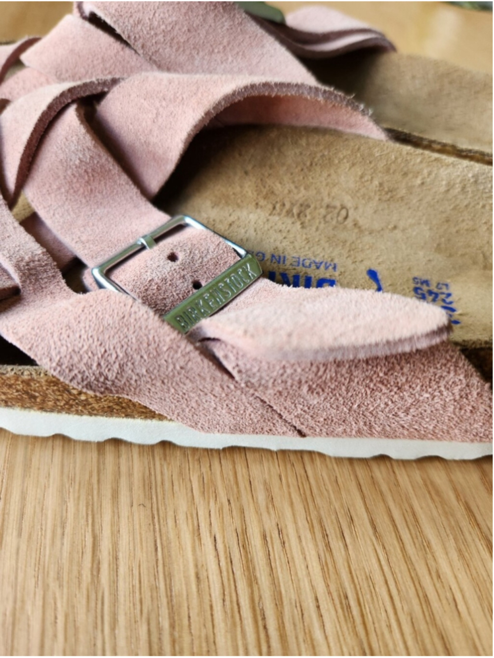 Birkenstock Lugano Soft Footbed Sandals Size 38 Pink Leather Suede Comfortable - Picture 5 of 8